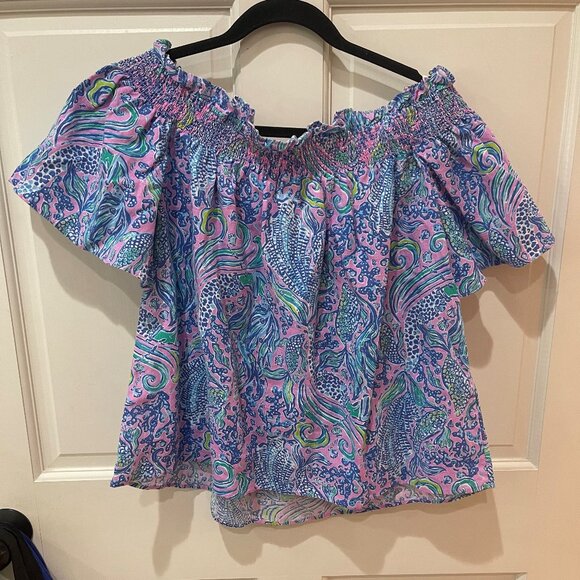 Lilly Pulitzer Leanne Off The Shoulder top size L NWT - Picture 1 of 5